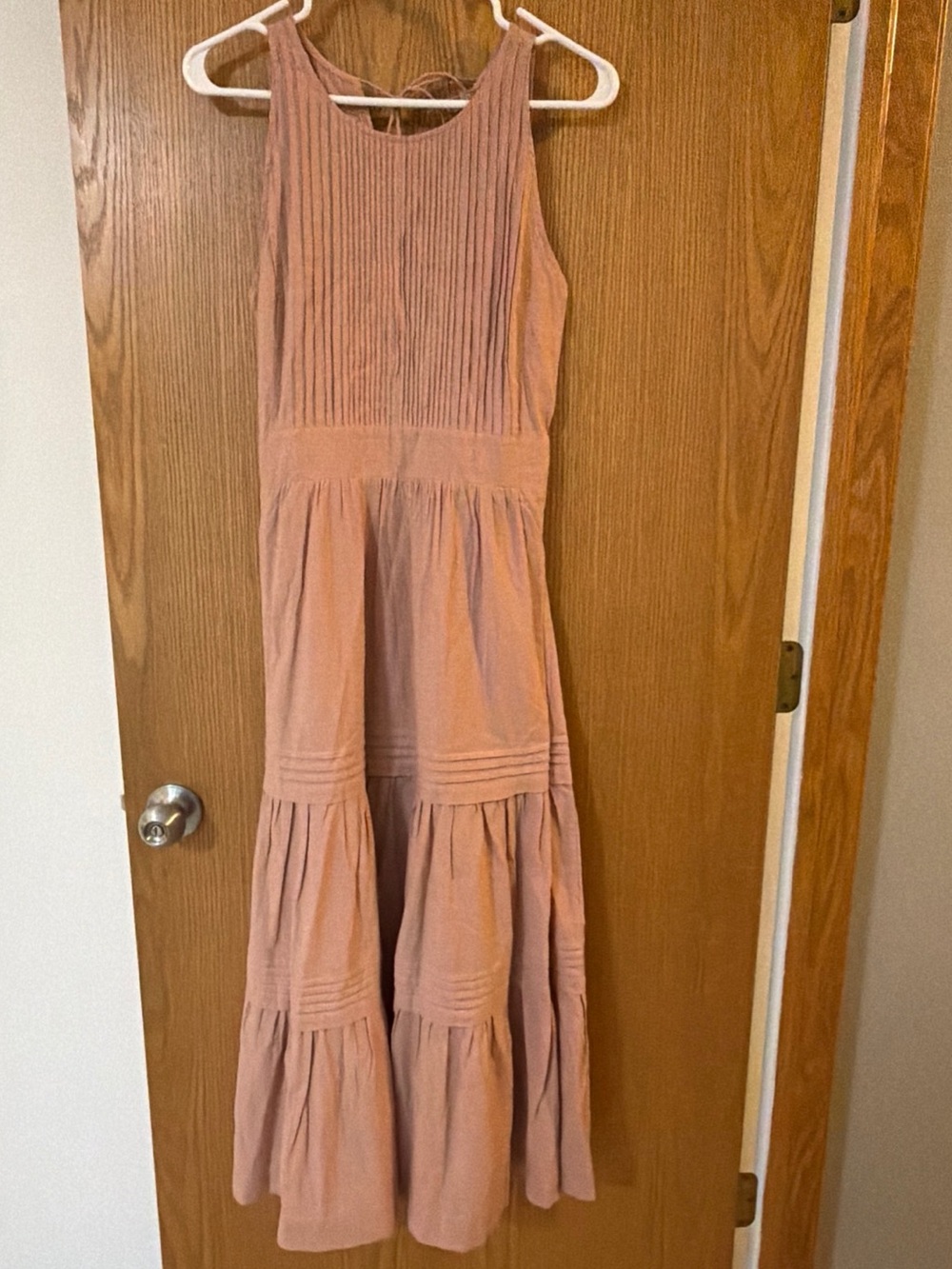 NWT Pampelone Pink 100% Cotton Sleeveless Smocked Tiered Maxi Dress Women’s XS